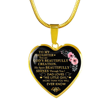 Real 18k Gold Necklace Pendant Father Daughter -Dad loves little Girl Gifts idea